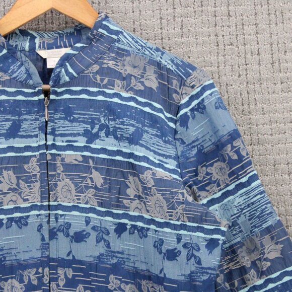 Christopher & Banks Jacket Womens Small S Blue Floral Pattern Full Zip Rare 90s - Picture 2 of 9